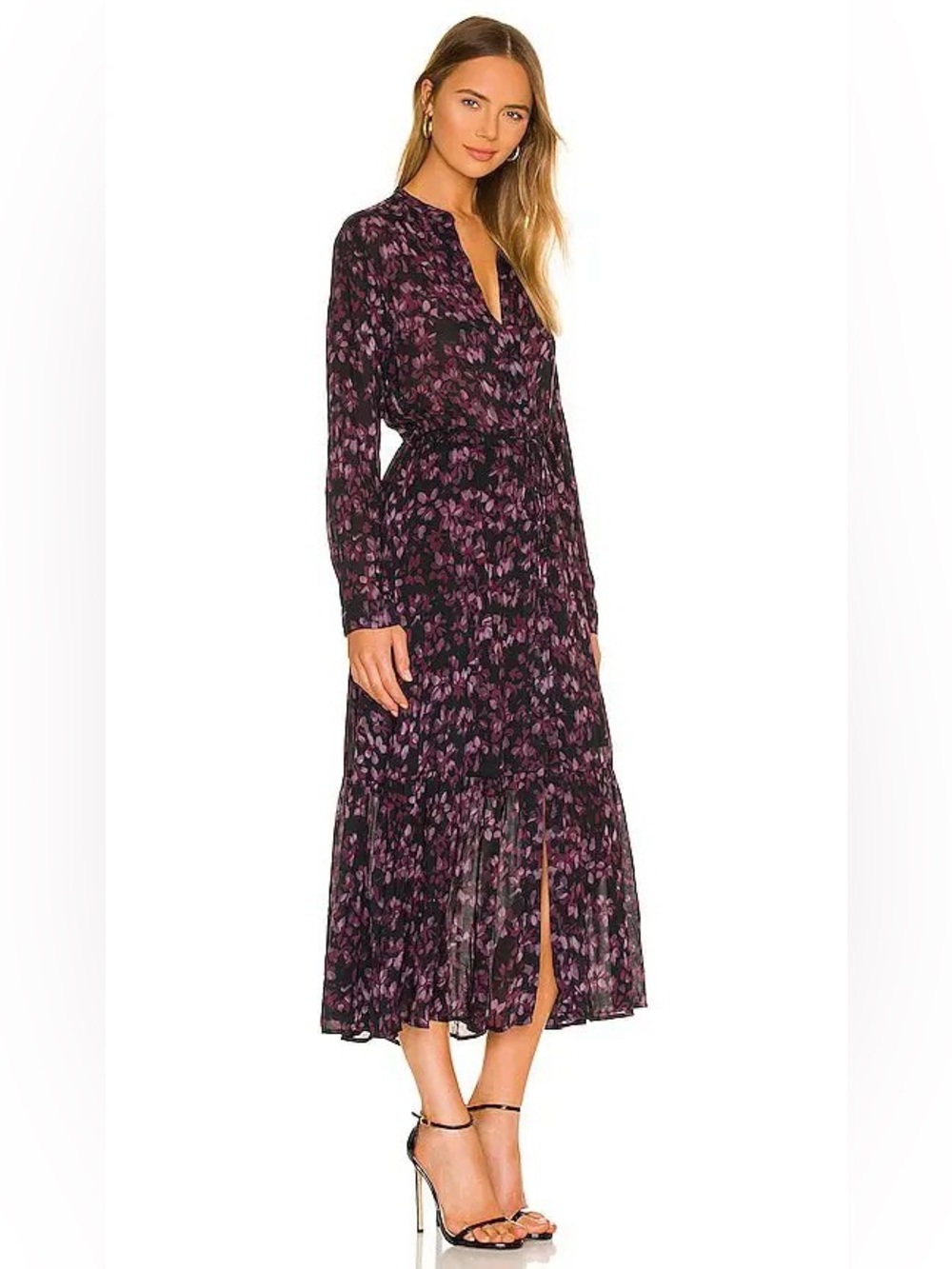 Bella Dahl Ruffle Hem Shirt Dres Purple Black Floral - Picture 9 of 9